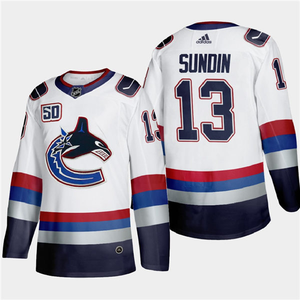Men's Vancouver Canucks Retired Player #13 Mats Sundin Adidas Throwback White 2000's Vintage Authentic Player Jersey Men's Vancouver Canucks Retired Player #13 Mats Sundin Adidas Throwback White 2000's Vintage Authentic Player Jersey